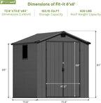 Patiowell 6X6 FT Plastic Outdoor Storage Shed with Floor, Resin Outside Tool Shed with Window and Lockable Door for Garden, Backyard, Tool Storage Usage, Easy to Install, Dark Grey