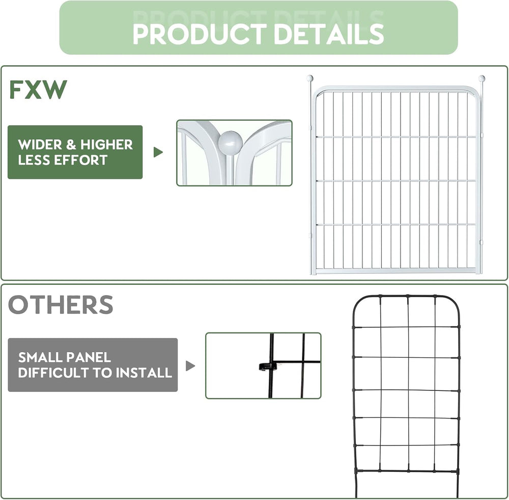 Decorative White Garden Fence 24 Pack for Pets Dogs 32in (H) x 55ft (L),Metal...