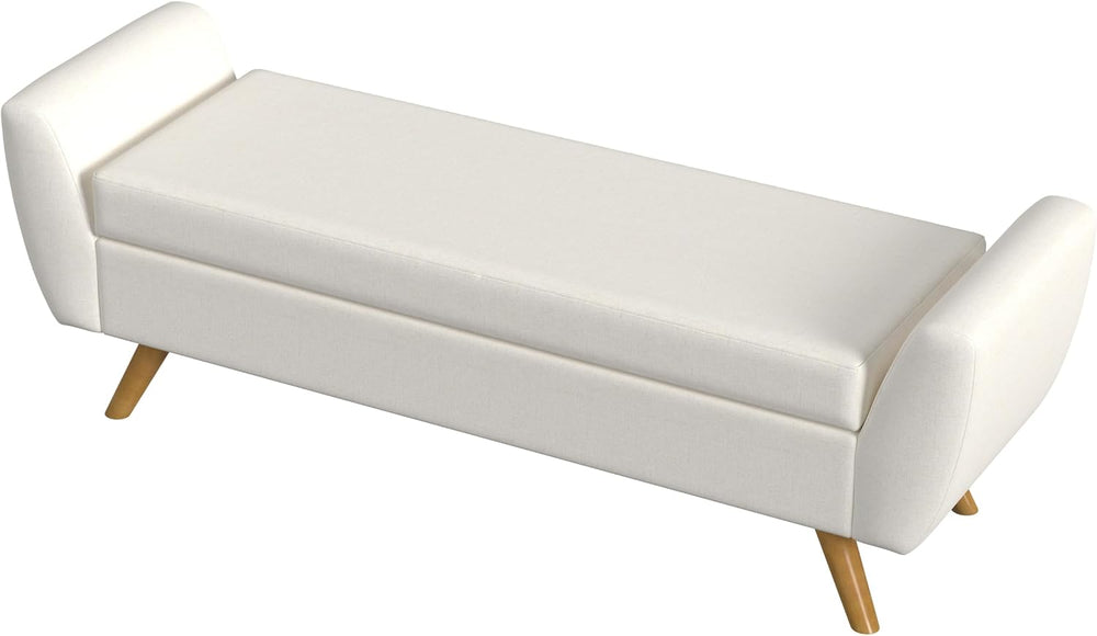 HomePop Modern Storage Bench with Wood Legs |Homepop Home Décor|Bench with St...