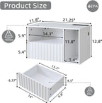 Modern Matte White Fluted Floating Nightstand with Charging Station, NightStand with Drawers, Bedside with USB Ports and Outlets, Bedroom Furniture (Right)