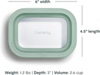 Caraway Mini Rectangle Food Storage Container - 2.6 Cup Glass Storage Container for Food - Non-Toxic Ceramic-Coated Glass - Air Release Technology - Compact & Stackable Design - Mist