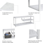 Function Home TV Stand for TVs up to 55 Inch, 3 Tier Entertainment Center, Media Console with Open Storage Shelves for Living Room Bedroom, 47” Modern TV Table with Wood Top White Metal Legs