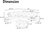 Modern Living Room Furniture Sets with Pillows, Modular Sectional Couches with Chaise Lounge, 4-Seaters L Shape Sofa with Storage Ottoman, for Living Room, Microfiber, Brown