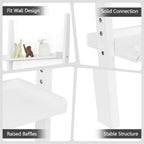 Tangkula 5-Tier Ladder Shelf, Wall-Leaning Bookshelf w/Open Shelves, Plant Flower Stand, Storage Display Organizer Rack, Multifunctional Bookcase for Living Room Home Office (White)