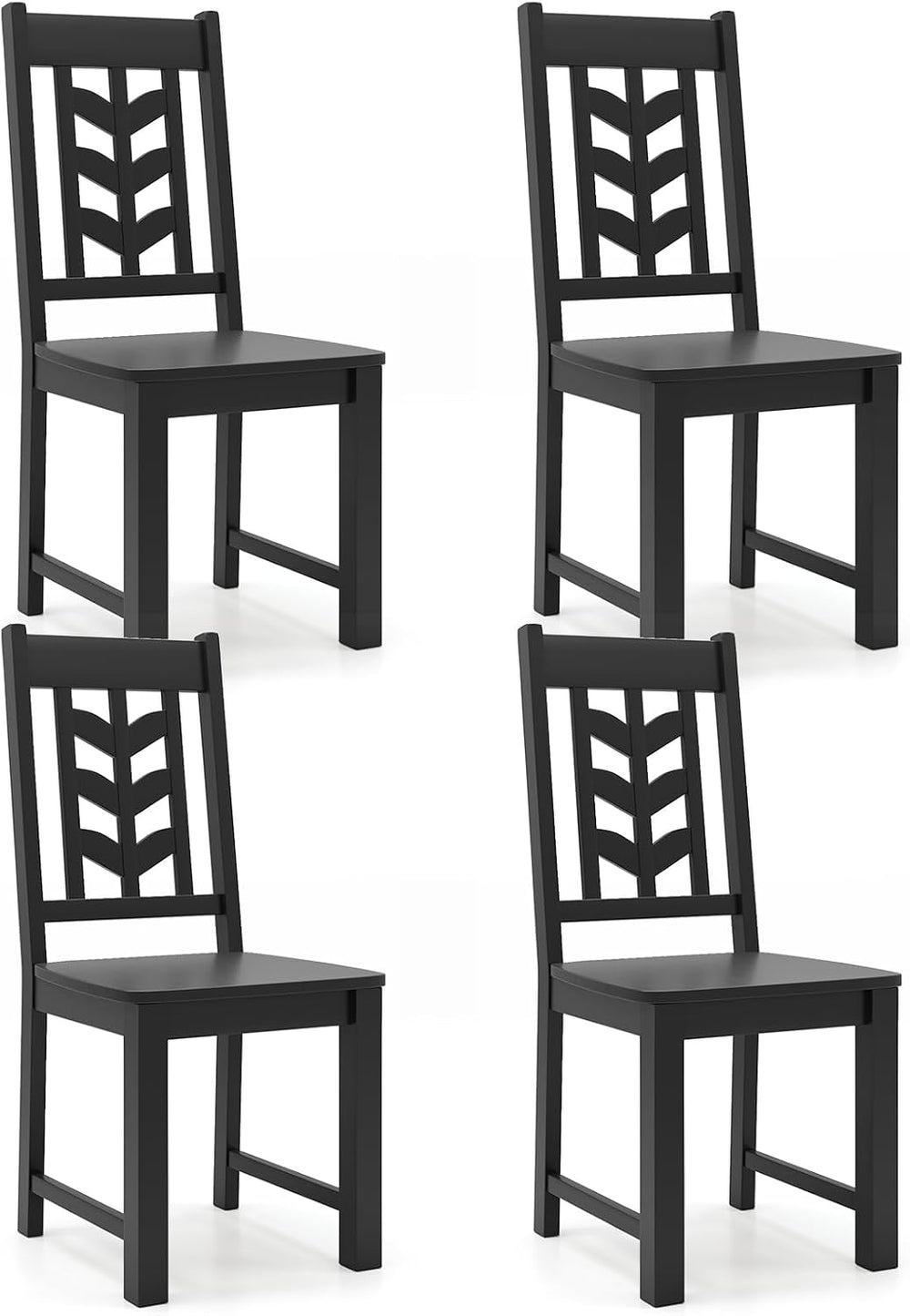 GOFLAME Wood Dining Chairs Set of 4, Modern Kitchen Side Chairs with Solid Ru...
