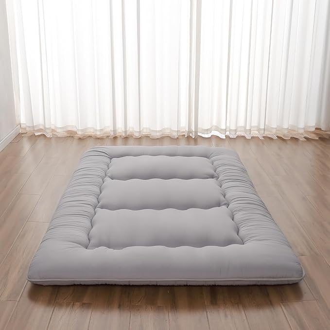 Japanese Floor Mattress, Futon Mattress with Storage Bag and Washable Cover, ...