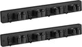 2 Pack Black Mop Broom Holder Wall Mount - Wood Broom Mop Hanger - Wall Mounted Garden Tool Rack Organizer for Closet Garage Laundry Room, 4 Slots & 4 Hooks