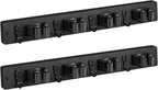 2 Pack Black Mop Broom Holder Wall Mount - Wood Broom Mop Hanger - Wall Mounted Garden Tool Rack Organizer for Closet Garage Laundry Room, 4 Slots & 4 Hooks