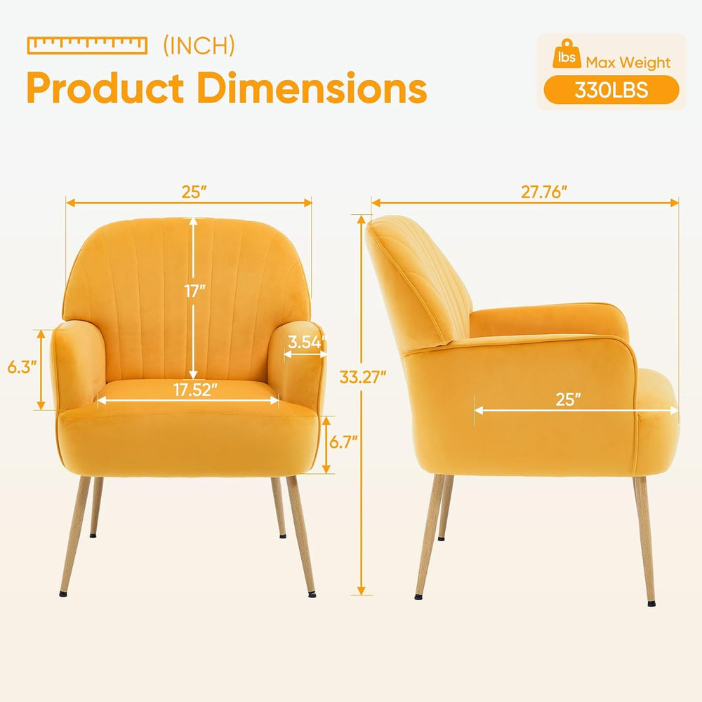 Velvet Accent Chair, Mid Century Modern Accent Chairs for Living Room, Comfy ...