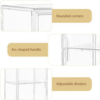 Attelite Large Clear Acrylic Display Case Shoe Storage Boxes With An Adjustable Divider,2 Pack 2 Tiers Clear Plastic Stackable Storage Bins With Lids Display Acrylic Box With Magnetic Door