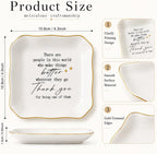 Thank You Gifts for Women - 4"x4" Ceramic Jewelry Dish Tray - Appreciation Inspirational Gifts for Women Employee Coworker Teacher Friends (White-Thank You)