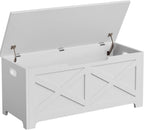 coucheta Storage Chest, Farmhouse Storage Trunk, Wooden Entryway Storage Bench with Safety Hinge and Lift-Top for Entryway, Living Room, White