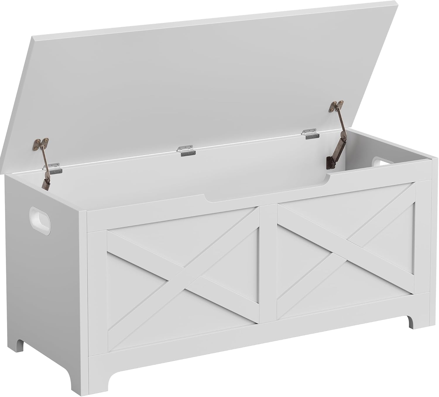 coucheta Storage Chest, Farmhouse Storage Trunk, Wooden Entryway Storage Bench with Safety Hinge and Lift-Top for Entryway, Living Room, White