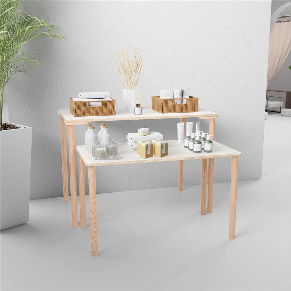 Displays2go Dandelion Nesting Display Tables, Set of 2 | Knockdown Design, Re...