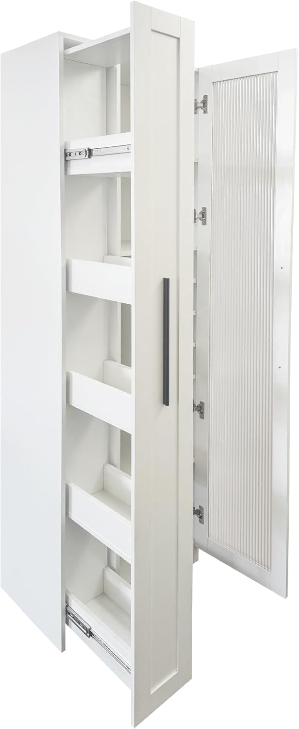 LUMISOL Kitchen Pantry Cabinet with Pull-Out Multi-ttier Storage Shelf, Kitch...