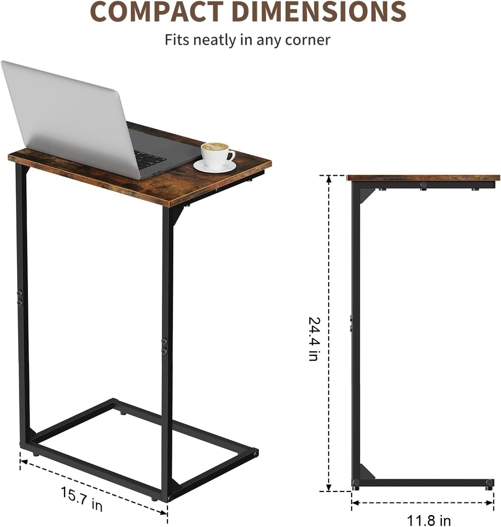 C Shaped End Tables Set of 2, Couch Tables that Slide Under Sofa, High Table ...