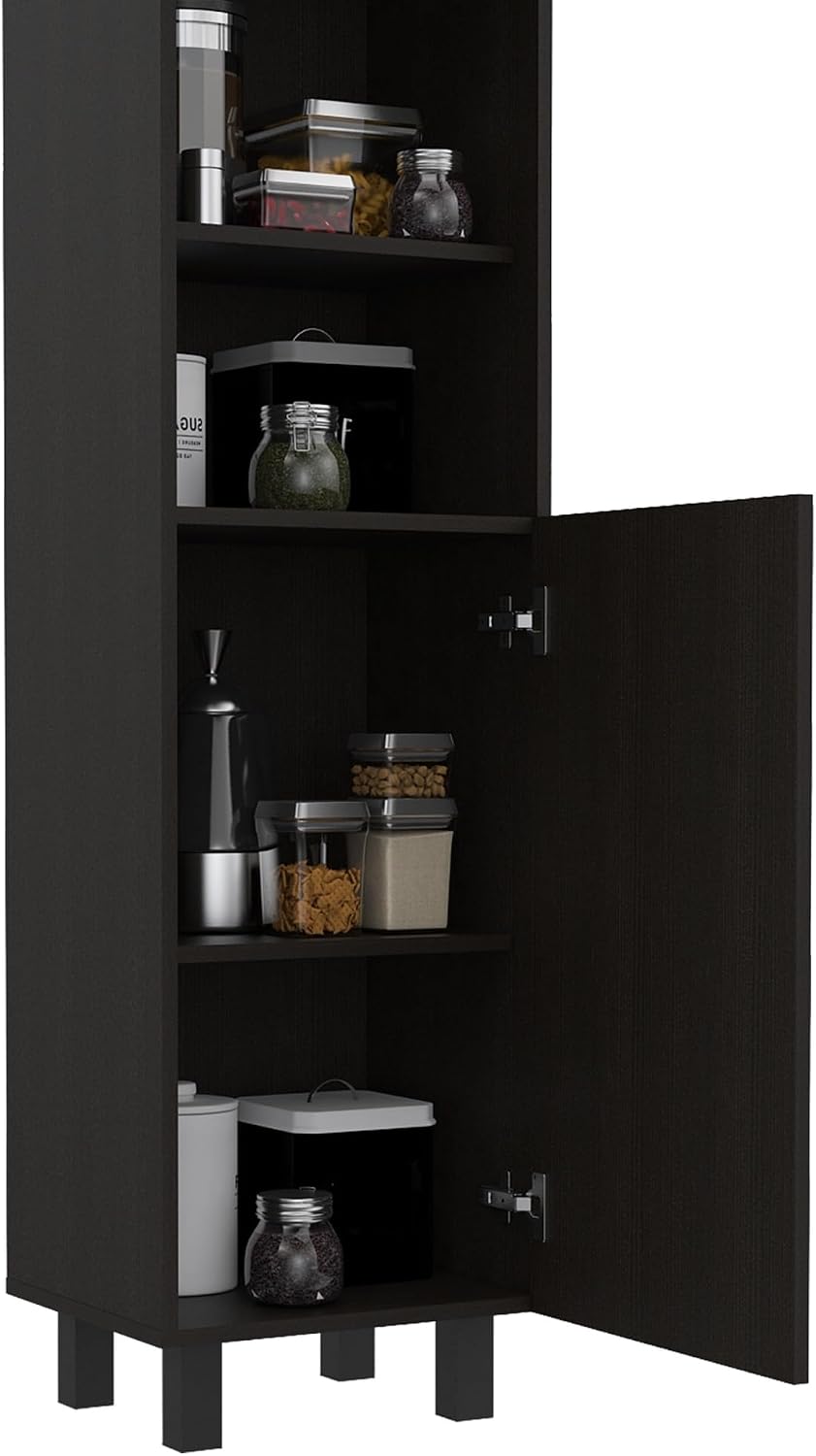 2-Door Pantry Cabinet, with Two 2-Cabinet Spaces and Two Open Shelves,for Kit...