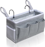 Beside Caddy Storage Organizer, Hanging Bag Holder with Pockets for Bedroom, Loft Bed Tent, Bed Curtain, Top Bunk bed Shelf Accessories Bedside Caddy 3-pocket (Gray_1pcs)