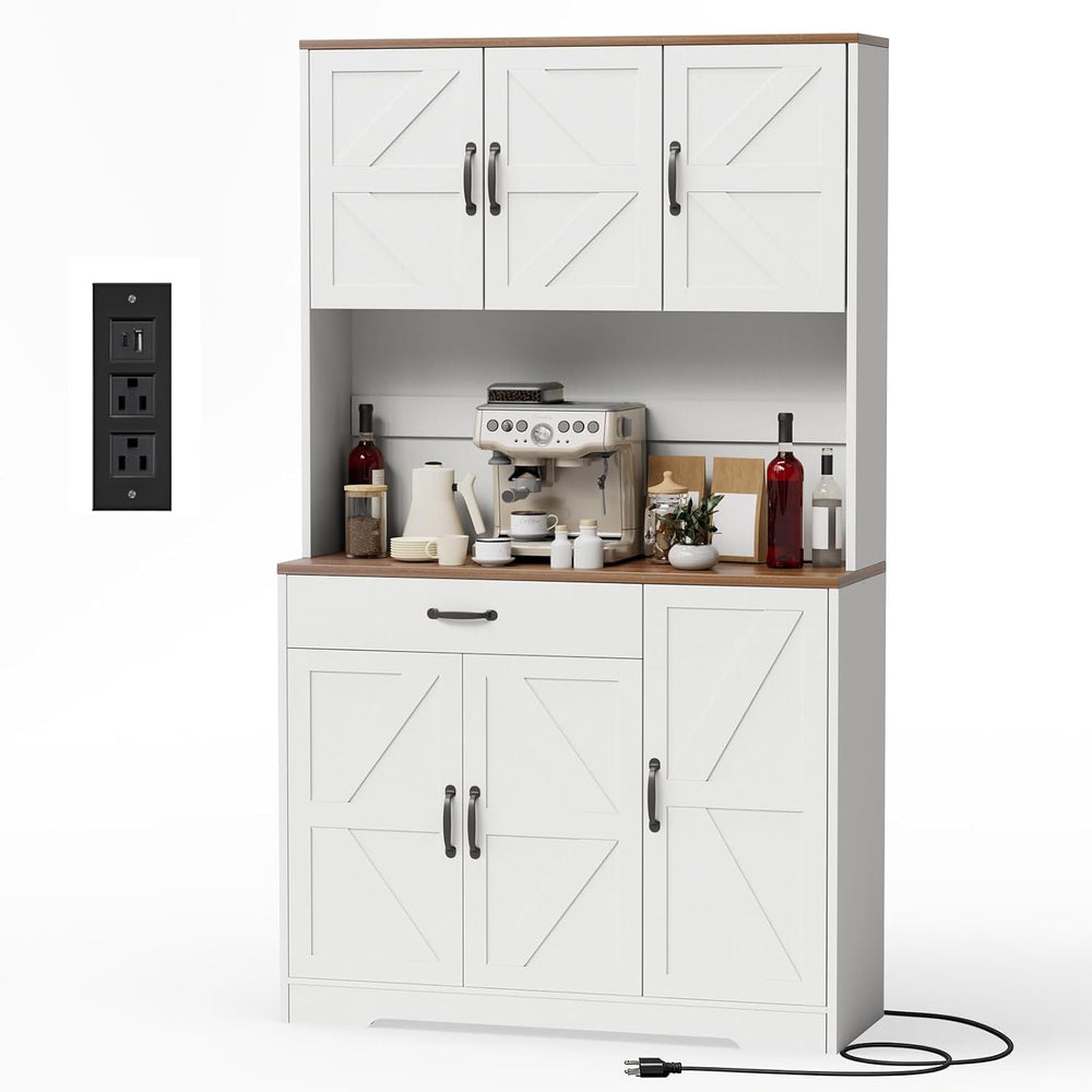 GRUSIGN 71" Pantry Cabinet with Charging Station, Large Capacity Kitchen...