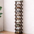 2026 New The 9-Tier No-Assembly Bamboo Foldable Shoe Rack, Without Installation Portable Vertical Shoe Storage Organiser for Entryway, Bedroom, Closet, Hallway (Brown, 10 Layers)