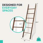AVLORA Design 6-Tier Blanket Ladder Rack 66.5" H x 18" W - Espresso Brown | Acacia Wood Leaning Shelf, Quilt Throw Towel Holder Stand, Rustic Farmhouse Decor for Living Room Bedroom Bathroom