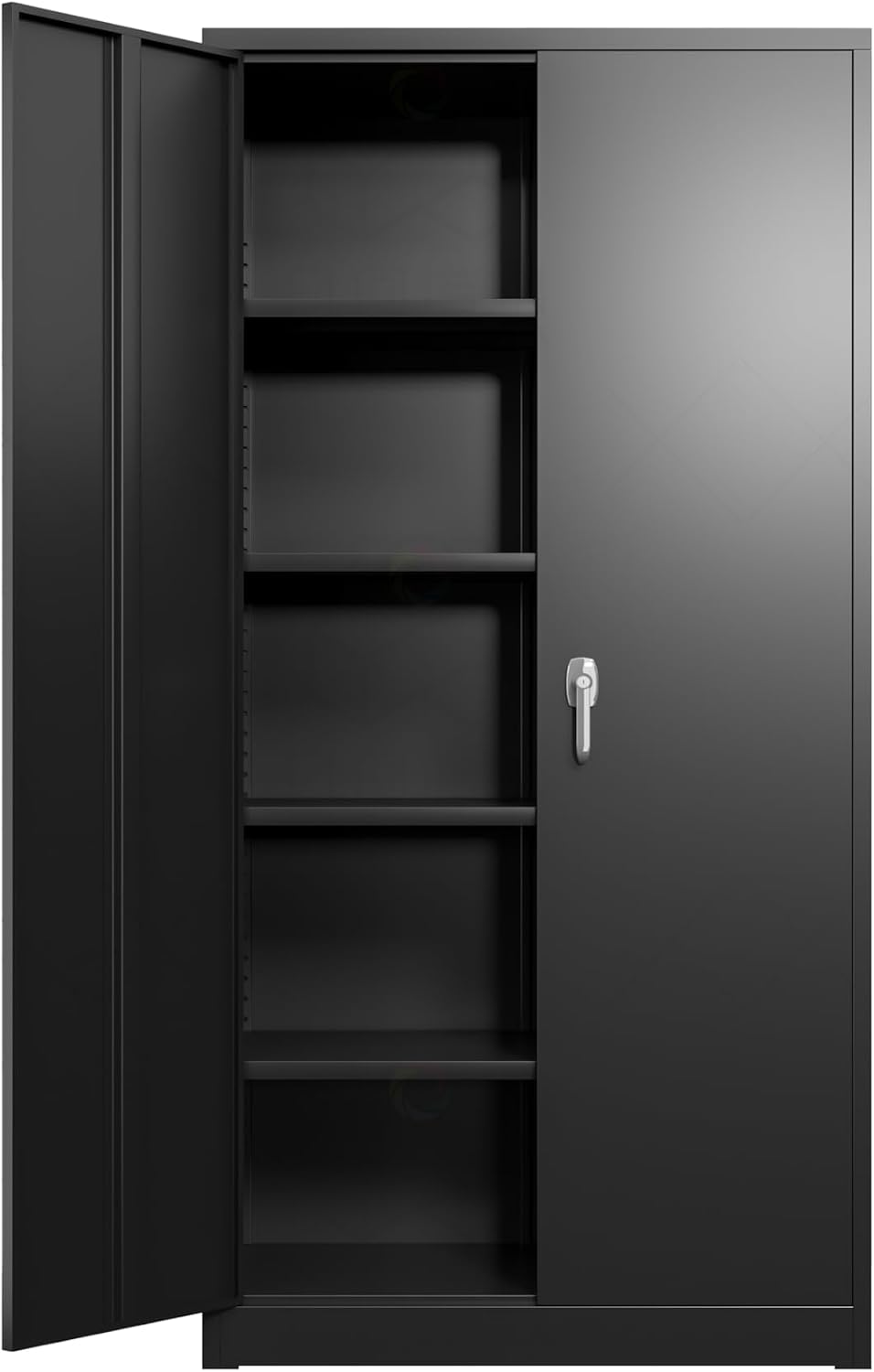Black Iron Metal Lockable Storage Cabinet - Durable Home Office Garage Organi...