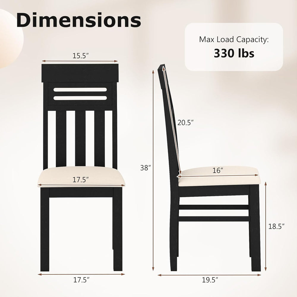 Giantex Wooden Dining Chairs Set of 2, High Back Black Dining Room Chairs wit...