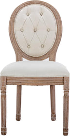 Nrizc French Country Dining Chairs Set of 6, Farmhouse Dining Chair with Round Button Back, Solid Wood Legs, French Dining Chairs for Kitchen/Bedroom/Dining Room