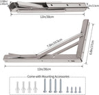 YUMORE Folding Shelf Brackets 12", Max Load: 330lb Heavy Duty Stainless Steel Collapsible Shelf Bracket for Table Work Bench, Space Saving DIY Bracket, Pack of 2
