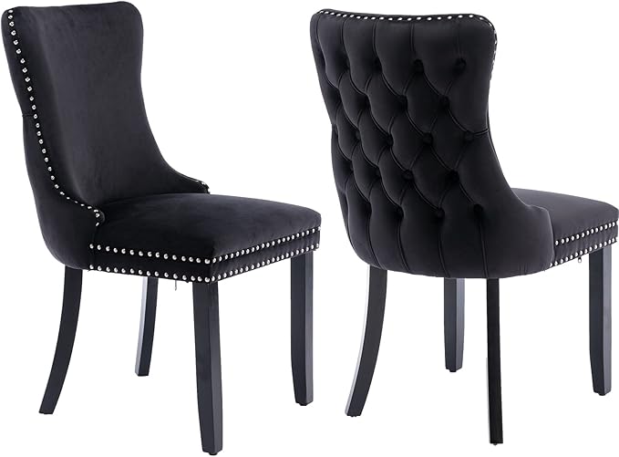 Modern Dining Chairs Set of 2, Upholstered Dining Chair with Full Back and Bu...