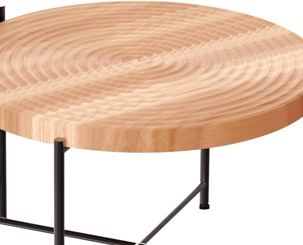 Coffee Table Set, End Table, MDF Living Room Tables with PVC Cover, Cylindric...