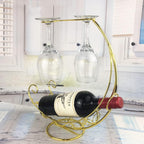 Metal Wine Rack, Tabletop Wine Glass Holder, 1 Bottle+2 Cups Glod | Wine holder countertop，wine bottle decorative,wine bottle and glass holder，wine bottle holder counter，wine drying racktop