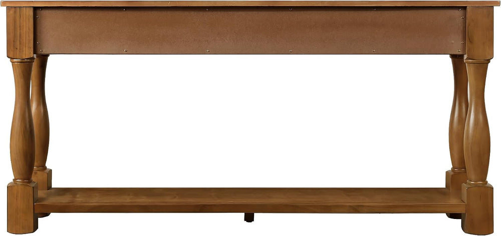 Merax Retro Entryway Table with 4 Drawers, Console Table with Open Storage Sh...