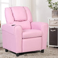 Kids Recliner chair, toddler Armchair Upholstered Couch with Cup Holder, Backrest, baby Leather sofa with Headrest and Footrest, Child Furniture for Ages 2-7(Pink)