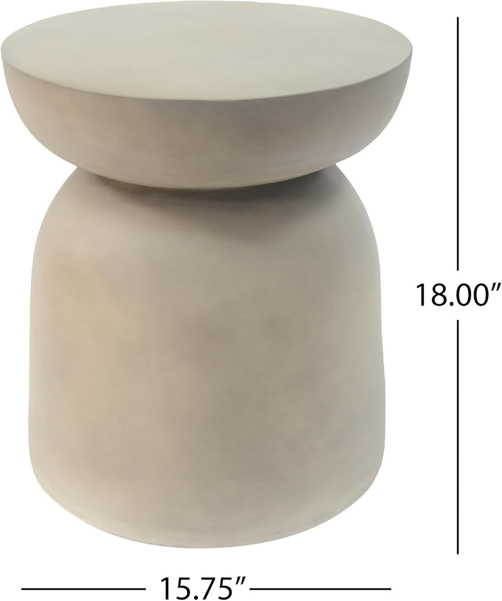 JOSHEN 16" Lightweight-Concrete Corner End Table, Retro End Table with S...