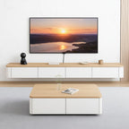 Floating TV Stand,47-118" Wall Mounted TV Shelf, Floating TV Consolewith Flip-Down Doors & Drawers, Modern TV Media Console Center Large Storage TV Stand (Wood/White-Led, 102.3")