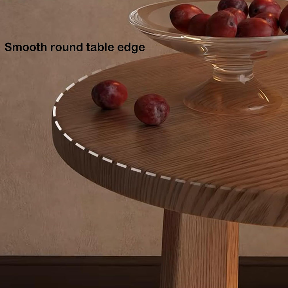 YUNMUAIR-Round Wood End Table with 2-Tier Storage,15.75" Dia Small Accen...