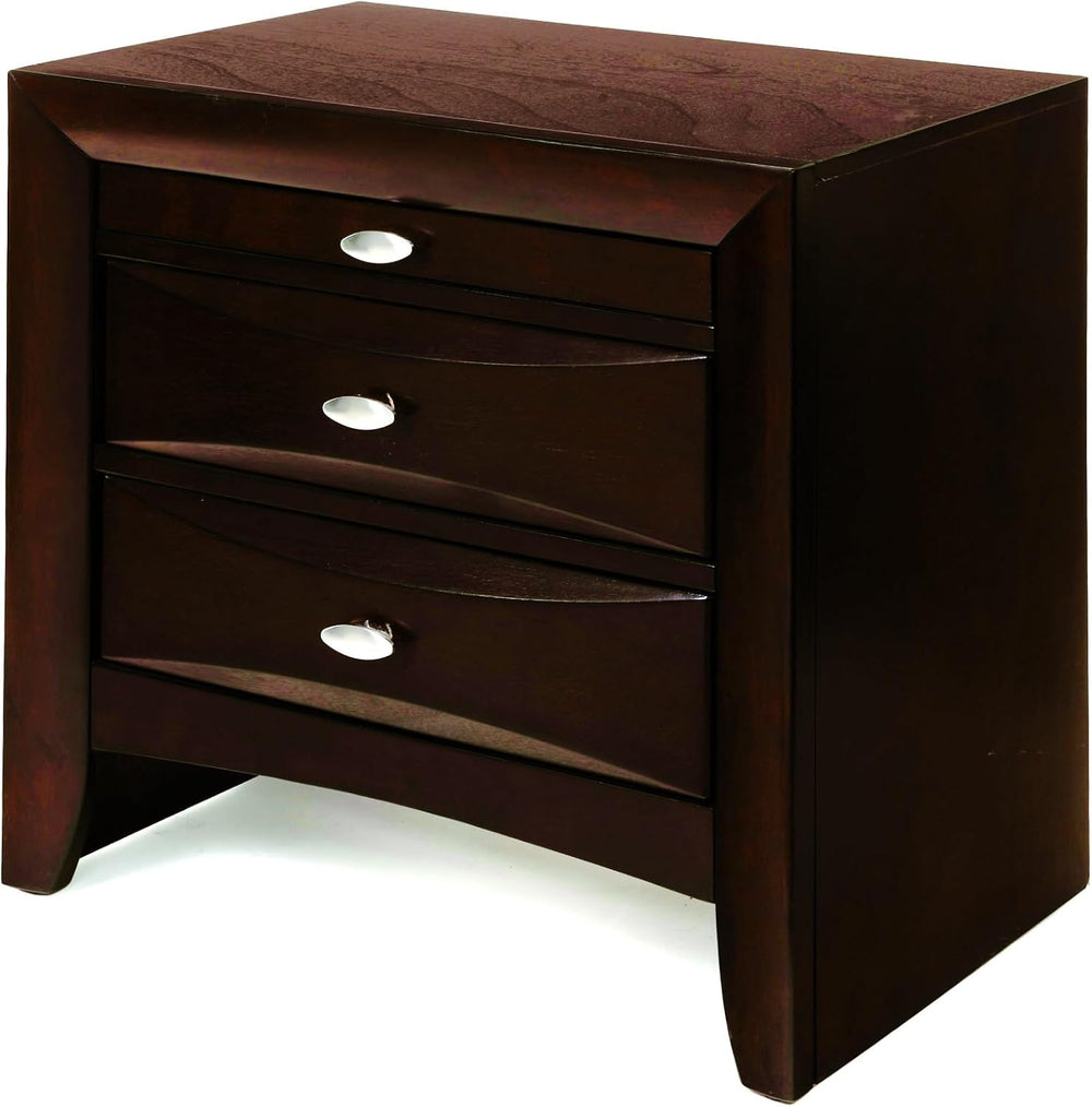 Espresso Finish Nightstand, Modern Traditional Style 1pc Nightstand of 2 Draw...