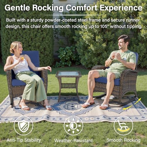 Belord Patio Rocking Chair Wicker Chair, 1 Piece Outdoor Rocking Chair Seatin...