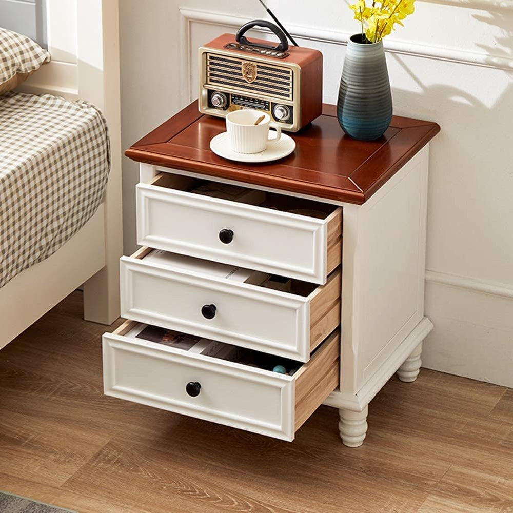 Nightstand Modern Solid Wood Bedside Storage Cabinet with 3 Layers of Drawers...