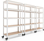 HOMEDANT House White 5-Tier Metal Rolling Cart Shelf Rack Casters Heavy Duty Wheel Shelving Unit Adjustable Utility Storage Shelves Organizer Shelf Kitchen Garage 36.2" W x 16.5" D x 69.5" H 3Pack