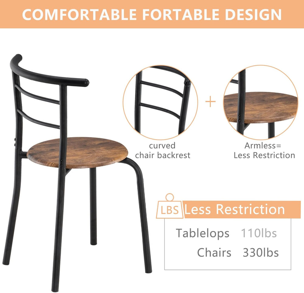 VINGLI 3 Piece Dining Set, Small Kitchen Table Set for 2, Breakfast Table Set...