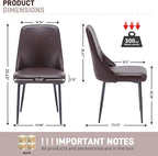 Modern Dining Chairs Set of 4, Faux Leather Upholstered Dining Room Chair Kitchen Chairs Dinner Side Chair with Curved Back and Metal Legs for Kitchen, Dining Room, Living Room, Brown