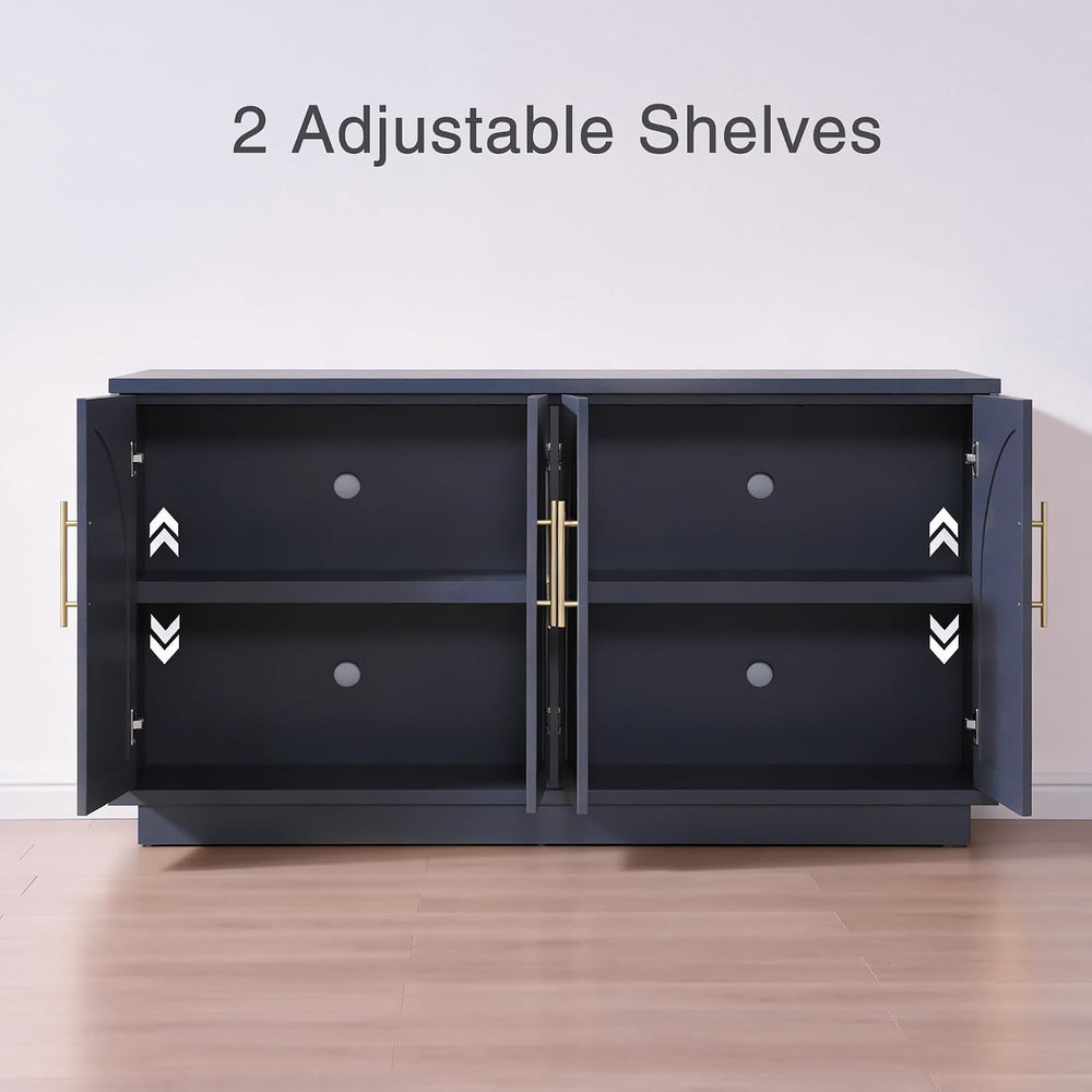 Arden 59" W Modern Sideboard Buffet Cabinet with Storage, Dark Blue