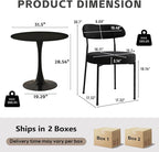 3-Pieces 31.5" Round Dining Table Set for 2, Black Dining Table & Boucle Upholstered Dining Chairs Set of 2 for Kitchen Dining Room Apartment Small Space(All Black Chairs)