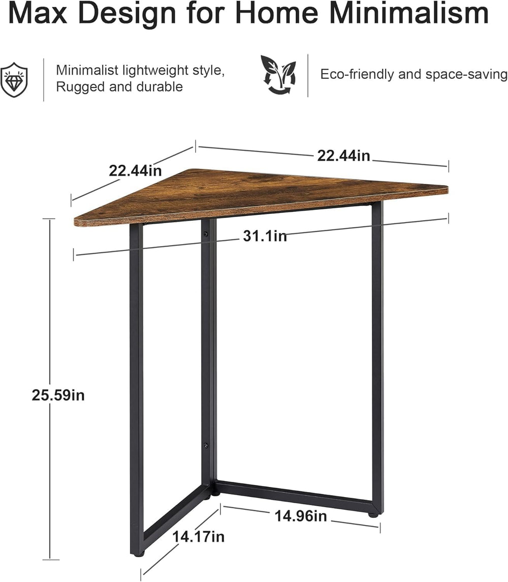 VECELO Corner Shelf, End Side Tables, Triangle Shelves with Metal Frame for S...