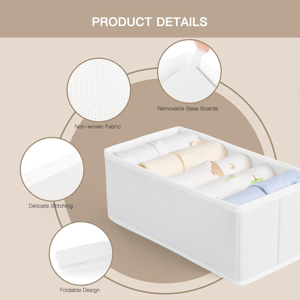 Criusia Drawer Organizer Clothes, 21 Pack Dresser Organizer for Baby Clothes, Underwear, Sock- Foldable Closet Organization and Storage Dividers Bins for Nursery, Bedroom (White)
