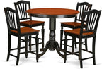 East West Furniture TRCH5-BLK-W 5 Piece Counter Height Pub Set Includes a Round Dining Table and 4 Kitchen Dining Chairs, 42x42 Inch, Black & Cherry