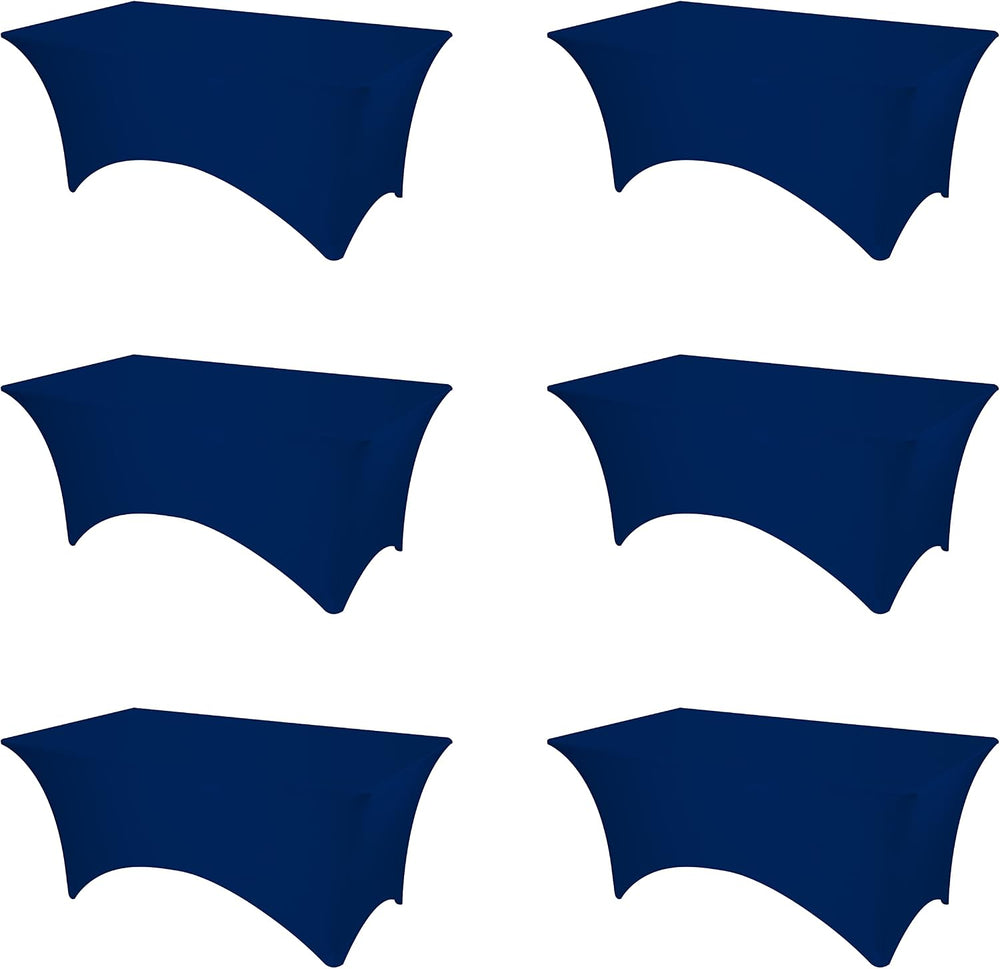 BRILLMAX 6 Pack Navy Blue Spandex Table Covers for 6ft Rectangle Tables
