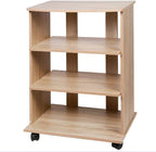 BAKAJI MDF Wood TV Unit with 3 Shelves for Video Games DVD and 4 Wheels Cabinet Trolley TV Stand Modern Design Size 60 x 45 x 80.5 cm (Oak)